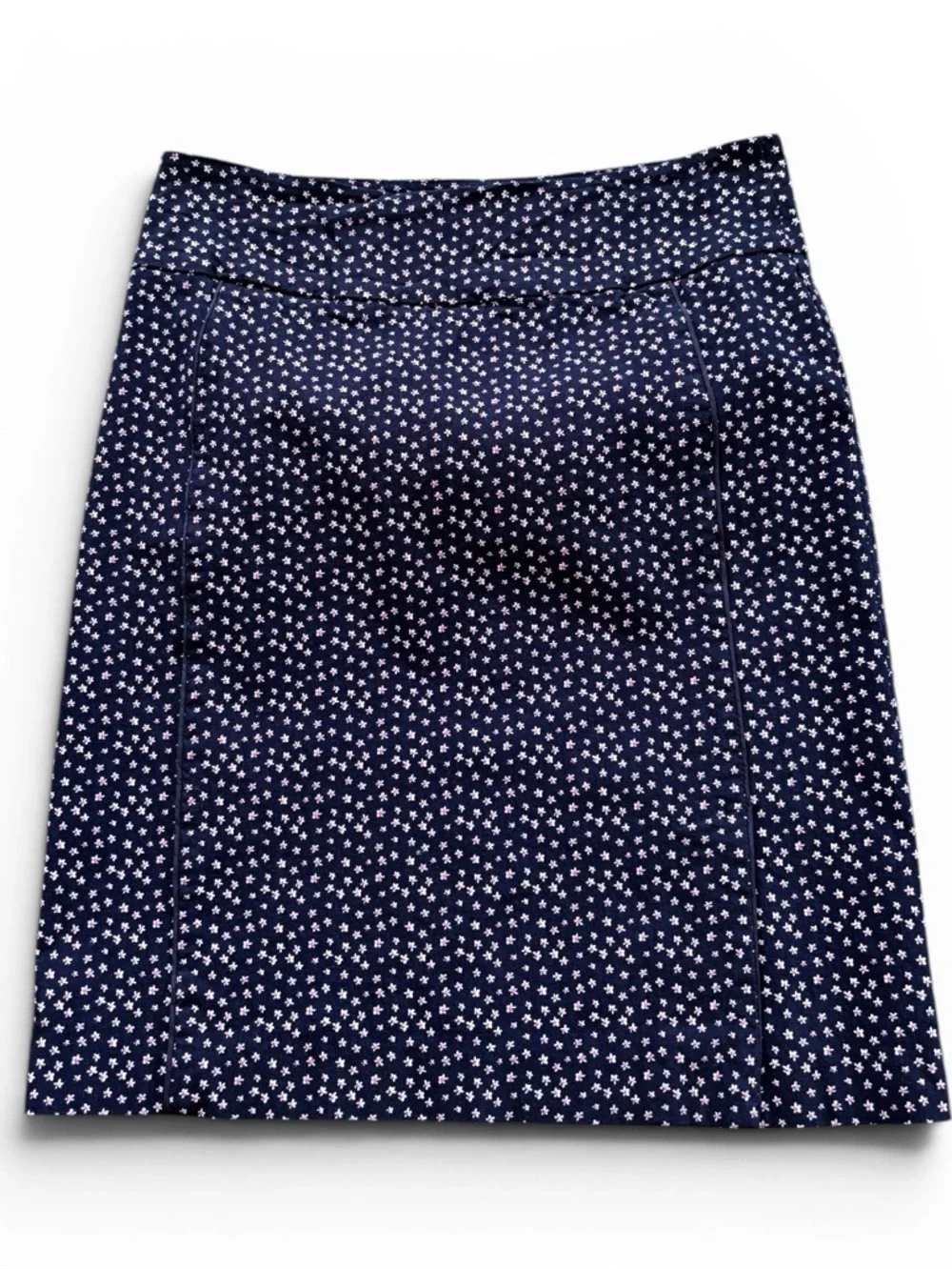 Margaret M Womens Pencil Skirt Floral Pull On Size Medium Comfort Stretch Navy